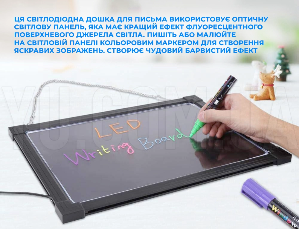 Світлодіодна дошка для малювання FLUORECENT BOARD 50*70 з фломастером та серветкою Світлодіодна дошка для малювання FLUORECENT BOARD 50*70 з фломастером та серветкою